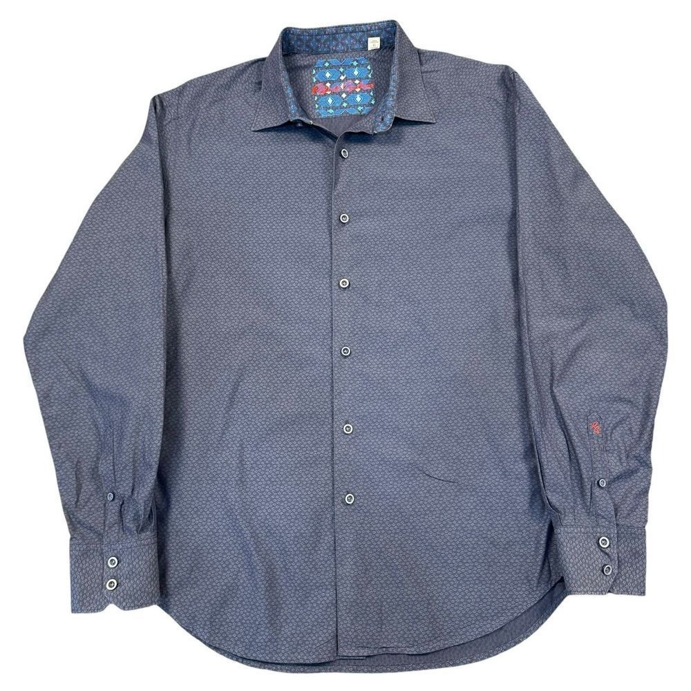 Robert Graham Shirt Men Large Flip Cuff Geomtric Preppy Party Casual - Picture 2 of 10